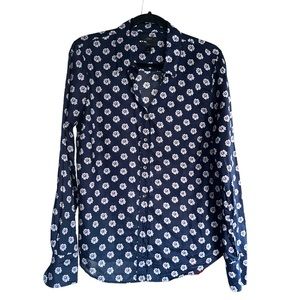 J Crew Navy Daisy Perfect Button Up Shirt 12